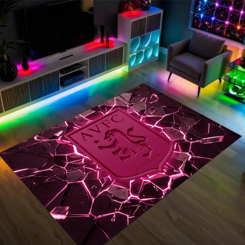 Aston Villa Football Design Crystal Velvet Carpet Cozy Non?Slip Printed Rug For Bedroom Living Room Entrance