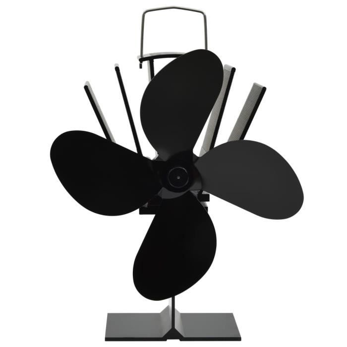VidaXL Heat-Powered Stove Fan 4 Blades Black 51241