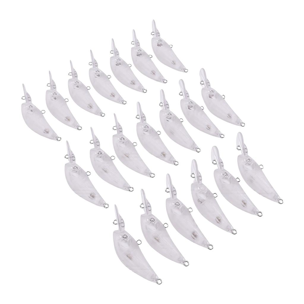 20PCS Lure Blank with Metal Connector 5.9CM Artificial Transparent DIY Unpainted Deep Diving Minnow Lure