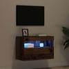 Wall Mounted TV Cabinet with LED Vintage Wood Finish 60 x 30 x 40 cm Engineered Wood