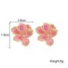 Simple Fashion Sweet Enamel Flowers Pink Color Creative Stud Earrings for Women Personality Temperament Minimalist Jewelry