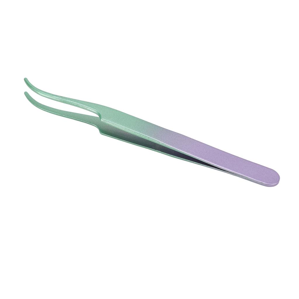 Lash Tweezers Stainless Steel Tight Bite Curved Lash Extensions Tweezers Green Purple Gradient