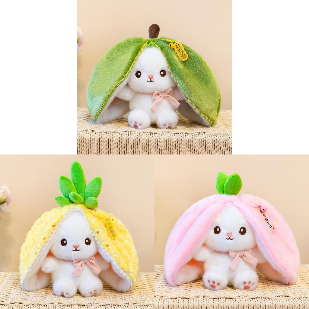 Transformable Fruit Bunny Plush Doll, Reversible Rabbit Stuffed Toy With Detachable Fruit Shell Kids Gift