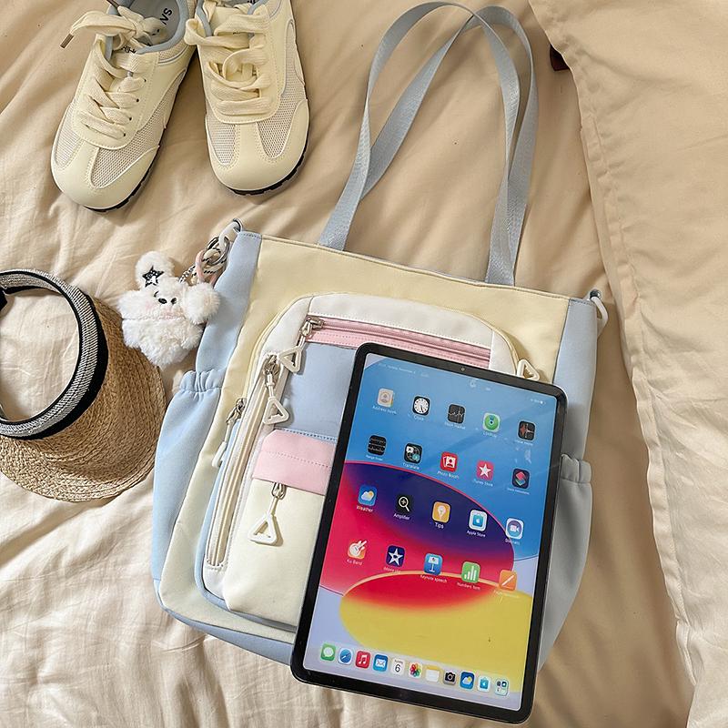 Torba crossbody w kontrastowym kolorze Damska torba na ramię o dużej pojemności Torba na książki dla studentów