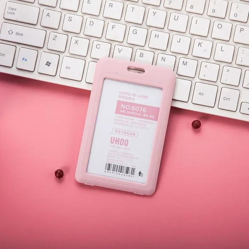 Women Man Credit Card Cover Case with Retractable Buttons Pouch Creative Transparent Nurse Badge Doctor ID Holder Clip Badge