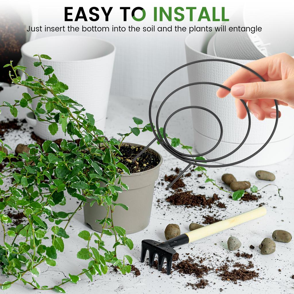 6 Stück Pflanzenstützstab Ständer Rund Garten Wein Klettergestell Metall Balkon Bonsai Blume Befestigungsstab Spalier