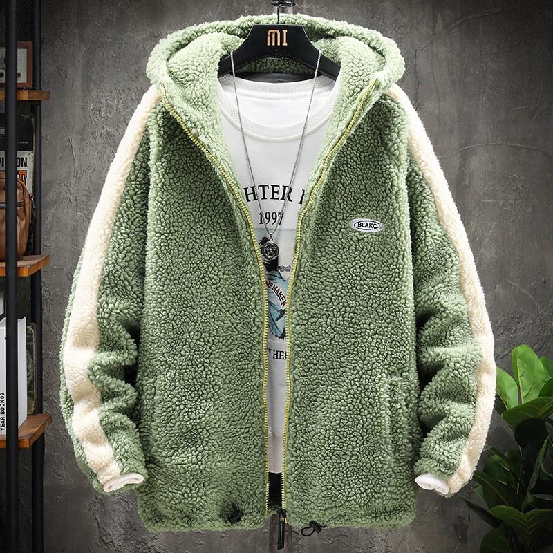 Outdoor Casual Warm Cotton Coat Men's Lamb Velvet Korean Version Trendy Winter Cool Jacket