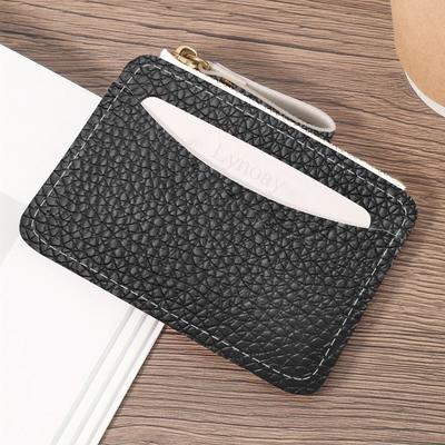 New PU Leather Credit Card Holder Multiple Card Slots Water-resistant Zipper Wallet Slim Simple Card Case for Women Girls