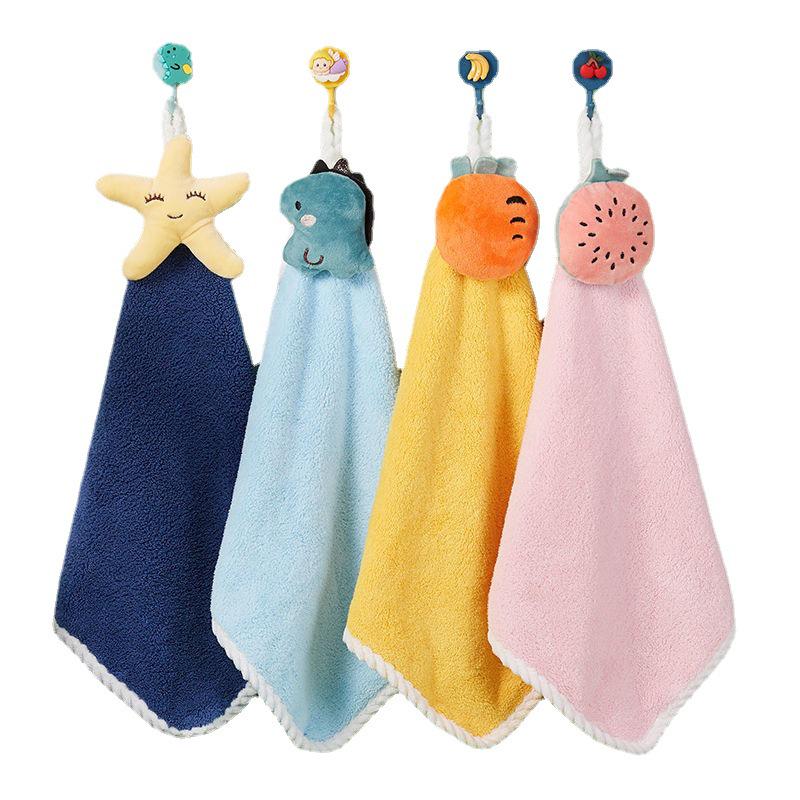 Coral Fleece Cute Cartoon Children's Hand Towel - Thick, Absorbent Small Square Towel