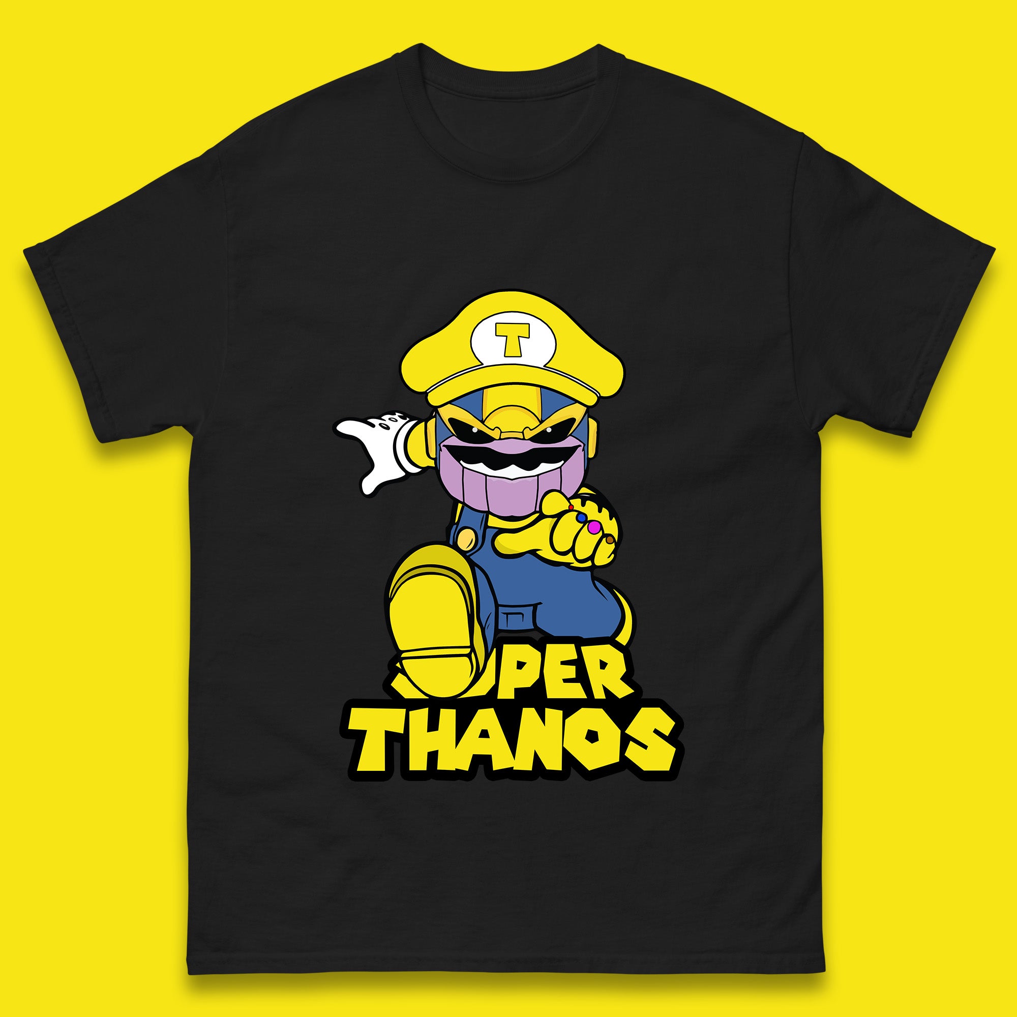 Super Thanos Marvel Infinity Gauntlet Super Mario Spoof Marvel Nintendo Game Series Wario Thanos Fictional Character Mens Tee Top 2XL
