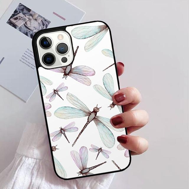 Luxury Dragonfly Phone Case for iPhone 11 12 13 14 Pro Max Mini XR XS SE 2020 6 7 8 Plus Samsung S21 S22 Coque Fundas