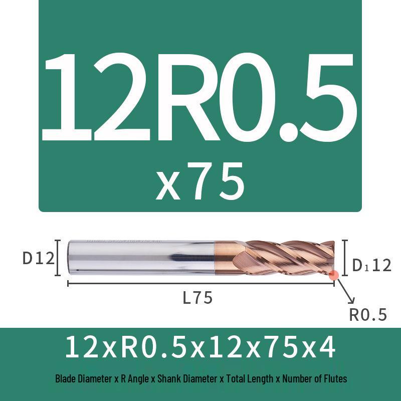 55-Degree Carbide Bull Nose End Mill with Wear-Resistant Coating for CNC Routers
