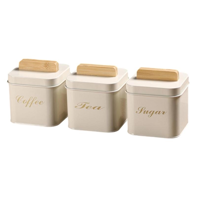 

Teas Coffee Candy Container With Bamboos Lid for Kitchen Counter Multifunctional Sealed Storage Jar for Dry Food белый