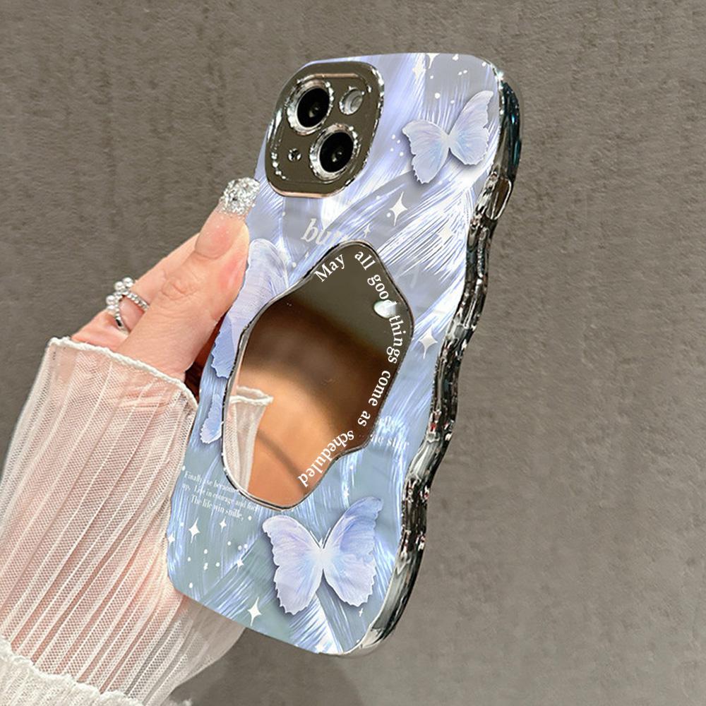 Mirror Phone Case for iPhone 16 11 13 14 for 16 Pro 12 13 15 16 Pro Max for Samsung A15 A16 A35 A55 Cute Cloud Flower Puppy Electroplated Phone Case