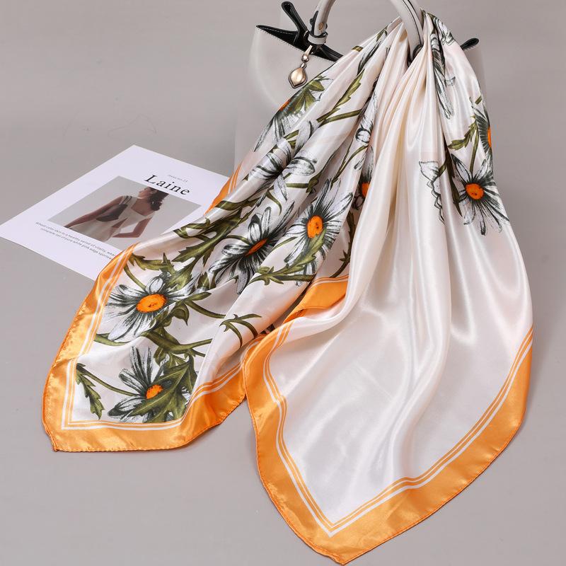 90 Square Scarves, Silk Scarves, Women's New Spring and Summer High-end Sense Versatile, Thin Scarves, Shawls Outside
