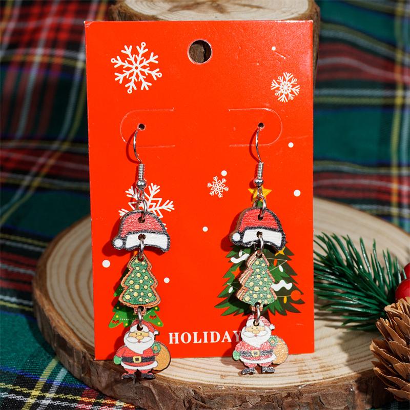 Christmas Rhinestone Santa Claus Xmas Tree Snowman Drop Earrings For Women Elk Snowflake Long Tassel Dangle Earring Party Gifts
