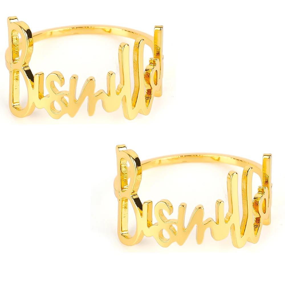 Letter Napkin Ring Wedding Hotel Table Supplies Circle Tableware Silver Gold Letter Ring Party Decoration Gifts Family Gathering