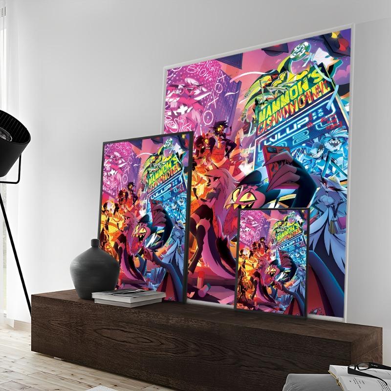 H-Hazbin Cartoon Hotel  Classic Vintage Posters Decoracion Painting Wall Art White Kraft Paper Kawaii Room Decor