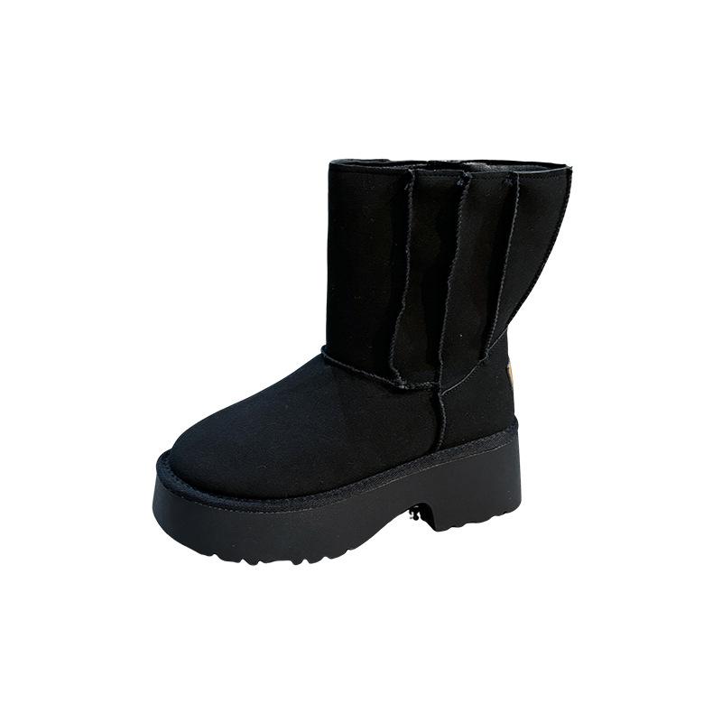 Thick-soled heightening short boots women's small medium tube Martin boots slim velvet snow boots warm boots