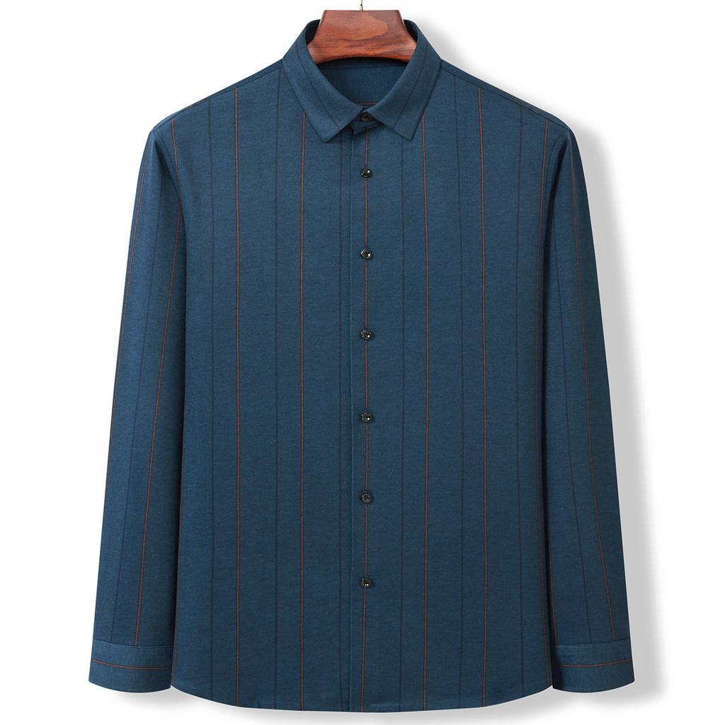 Comfortable and Brushed Knitted Striped Warm Shirt for Men