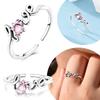 Ring Charms Copper Original Certified Pink Cat And Dog Paw Open Rings Women Delicate Jewelry Anniversary Gift