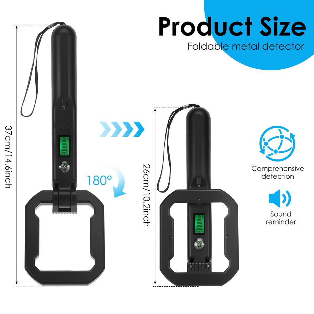 1 Pc Handheld Metal Detector Metal Detector Pinpointer 360° Foldable Detection Instrument Portable Metal Finder Detector Tools