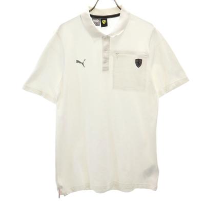 Short Sleeve Polo Shirt M White Ferrari Men's Used