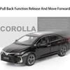 1:32 Scale Corolla AE86 Crown Car Model Toy Metal Diecast Music Light Pull Back Doors Opened Vehicles Models Toys Kids Presents