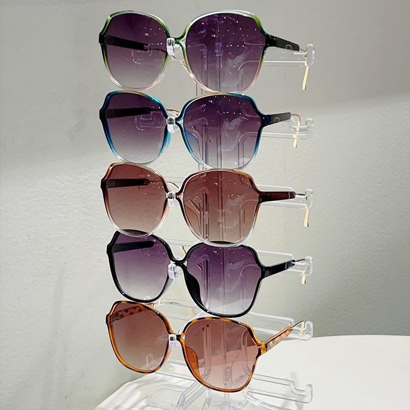 Classic retro leopard print hollow oval large frame sunglasses elegant temperament plain photo thin sunglasses