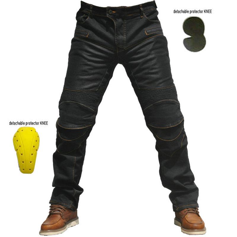 

PK719 Мужские летние мотоциклетные джинсы: Дышащие эластичные сетчатые гоночные брюки с защитой S чёрный