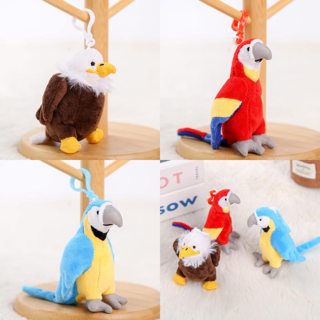 Parrot Plush Toy Keychain With Short Plush Material For Gift And Bag Decor