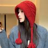 Knitted hat wool hat women's new autumn and winter big head circumference ear protection hat warm and thickened ins tide