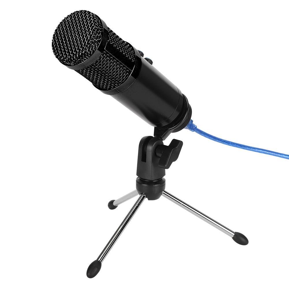 Kondensatormikrofon Stabiles USB-Tischstativ-Mikrofon Hohe Empfindlichkeit Einstellbarer Winkel für PCSchwarz