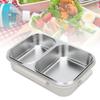 Stainless Steel Lunch Box Container Sled Odorproof 2 Compartment Portable   1.2L