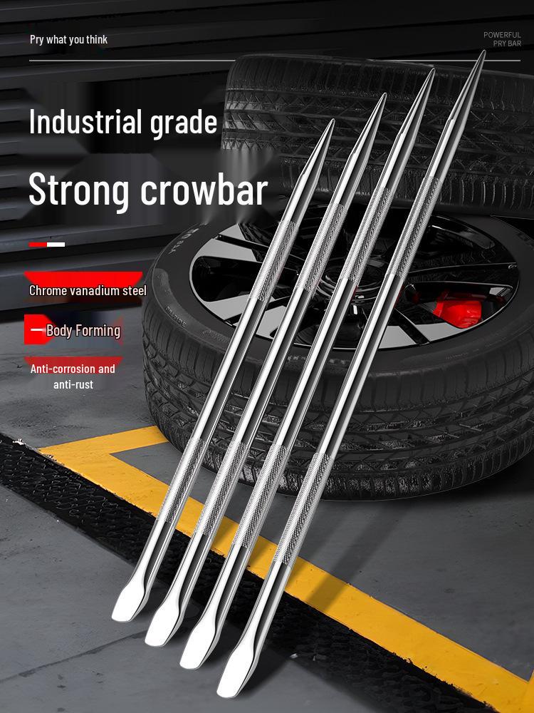 Multifunctional Steel Car Pry Bar: Truck Crowbar, Tire Knocking Bar, Flat Head Leverage Tool.