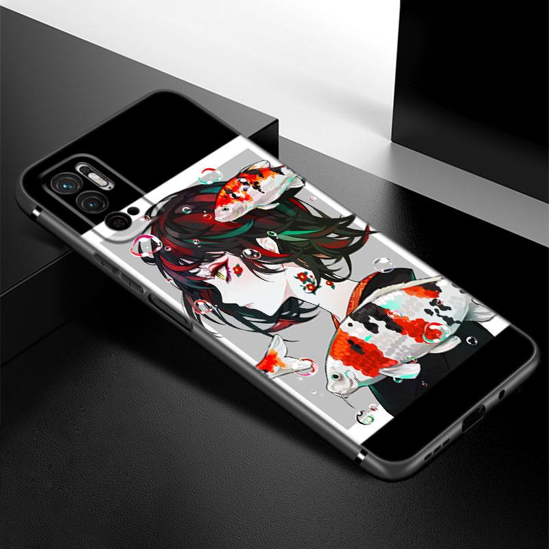 Anime-Telefonkasten im japanischen Stil für Xiaomi Redmi Note 7 8 9 10 Lite 11 11E 11T 12 Pro 11S 4G 10T 5G 8T 9S 10S TPU-Schwarzabdeckung