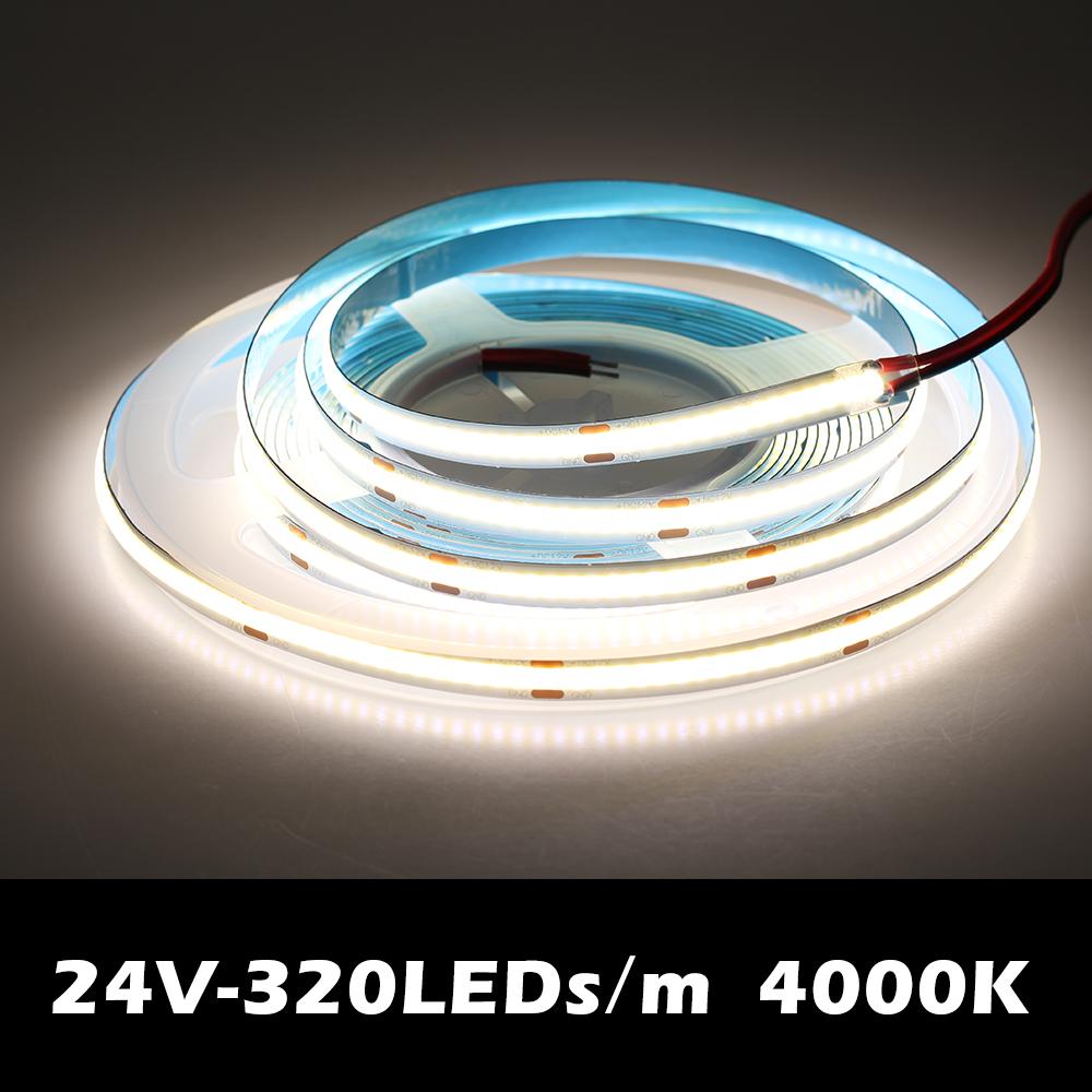 

COB Светодиодная лента 3000K 4000K 6000K Высокая яркость COB Светодиодный свет DC12V 24V 320 480 528 светодиодов/м Высокая цветопередача 5м/лот Светодиодная лента