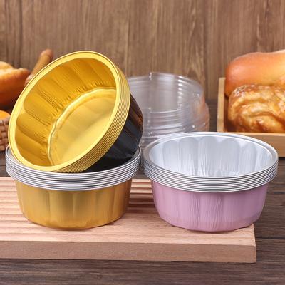 10 Conjuntos Recipiente de Bolo de Folha de Alumínio 250ml Formas de Bolo Forros Com Tampas Copos de Assar de Folha Resistentes ao Calor Forma de Bolo Ferramenta de Cozinha