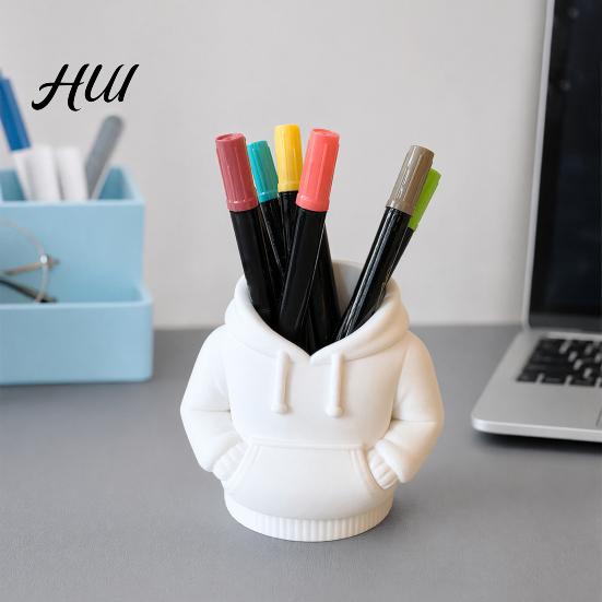 Stylish Stationery Holder 3D Printed Hoodie Pen Holder, Sweatshirt Shape Desk Organizer, Makeup Brush Creative Storage for Pens, Brushes, Office