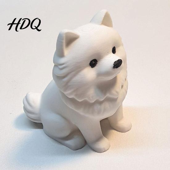 Artistic Puppy Figurine 3D Printed Pomeranian Figurine Lifelike Dog Model Statue