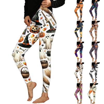 Women's Pants Halloween Printed Stretchy Soft Bottoms Casual Home Sleeping Pants