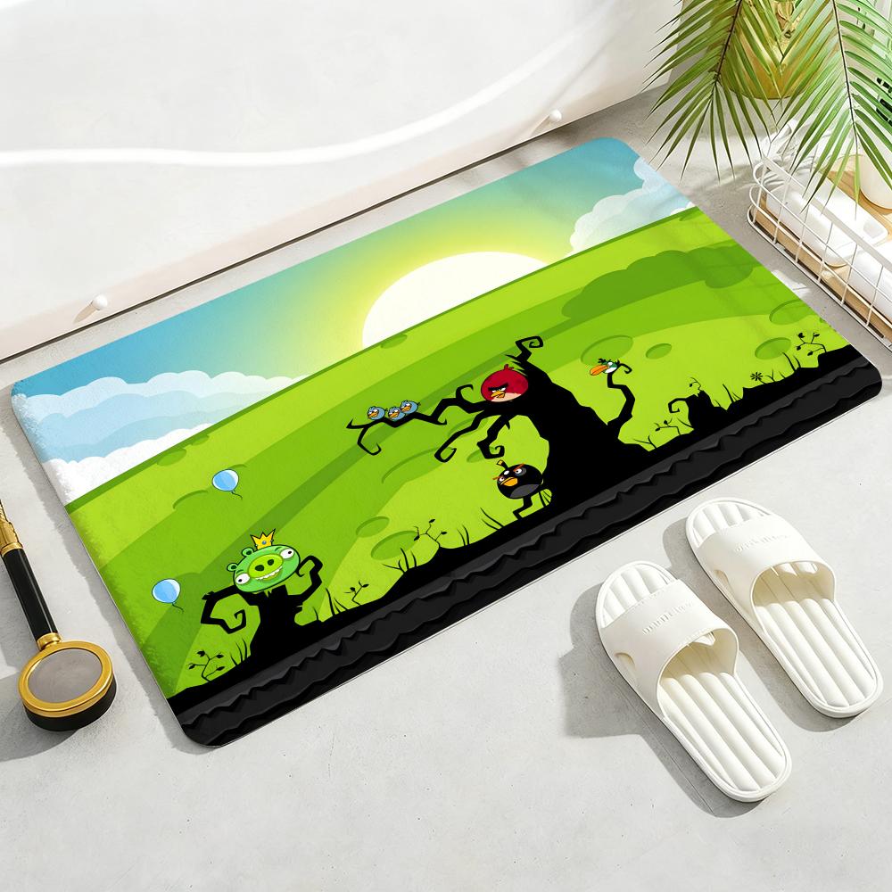 

A-Angry Birds Game Floor Mat Soft Thickened Flannel Door Mat Non-Slip Living Room Rug Home Decor 40x60cm