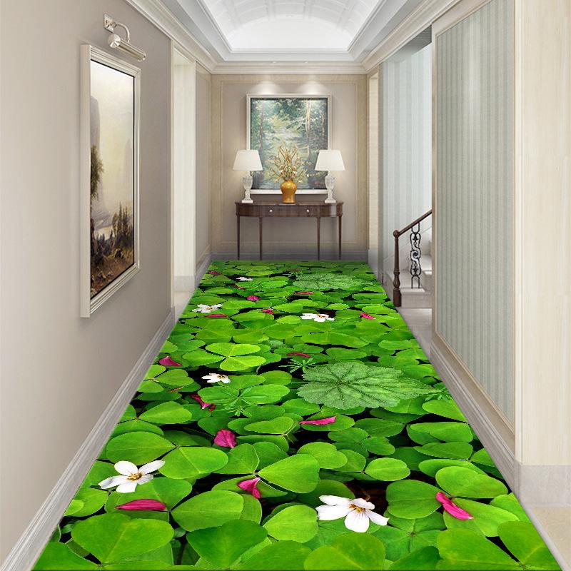 Pastoral Corridor Carpet Grass Stream Hallway Rug Flower Print Living Room Area Rug Kids Room Decor Play Mat Bedroom Kitchen Mat
