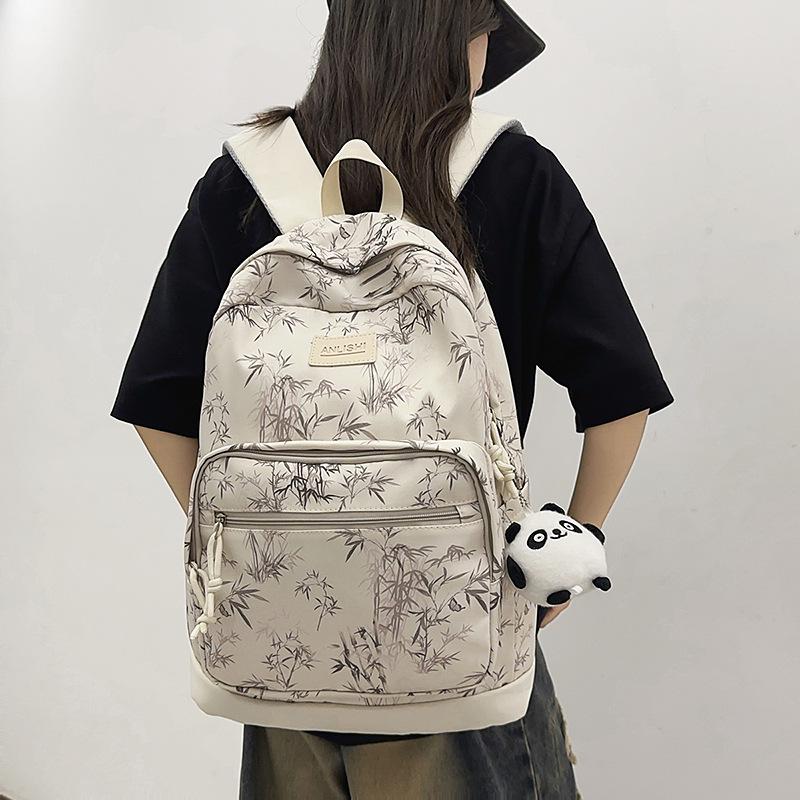 New simple college student printed schoolbag niche high value versatile backpack large capacity computer travel backpack
