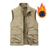 Mens Winter Fleece Cargo Vest Outdoor Multi Pocket Sleeveless Jacket Warm Thick Work Waistcoat
