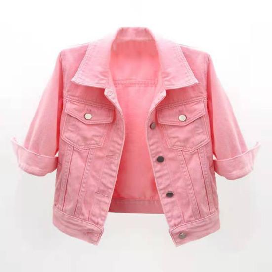 Women Coat Solid Color Slim Fit Close-fitting Young Style Wear-resistant Half Sleeve Buttons Single-breasted Easy to Match Women Jacket Female Clothes