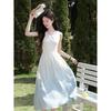 Gradient Blue Sleeveless A-line Long Dress