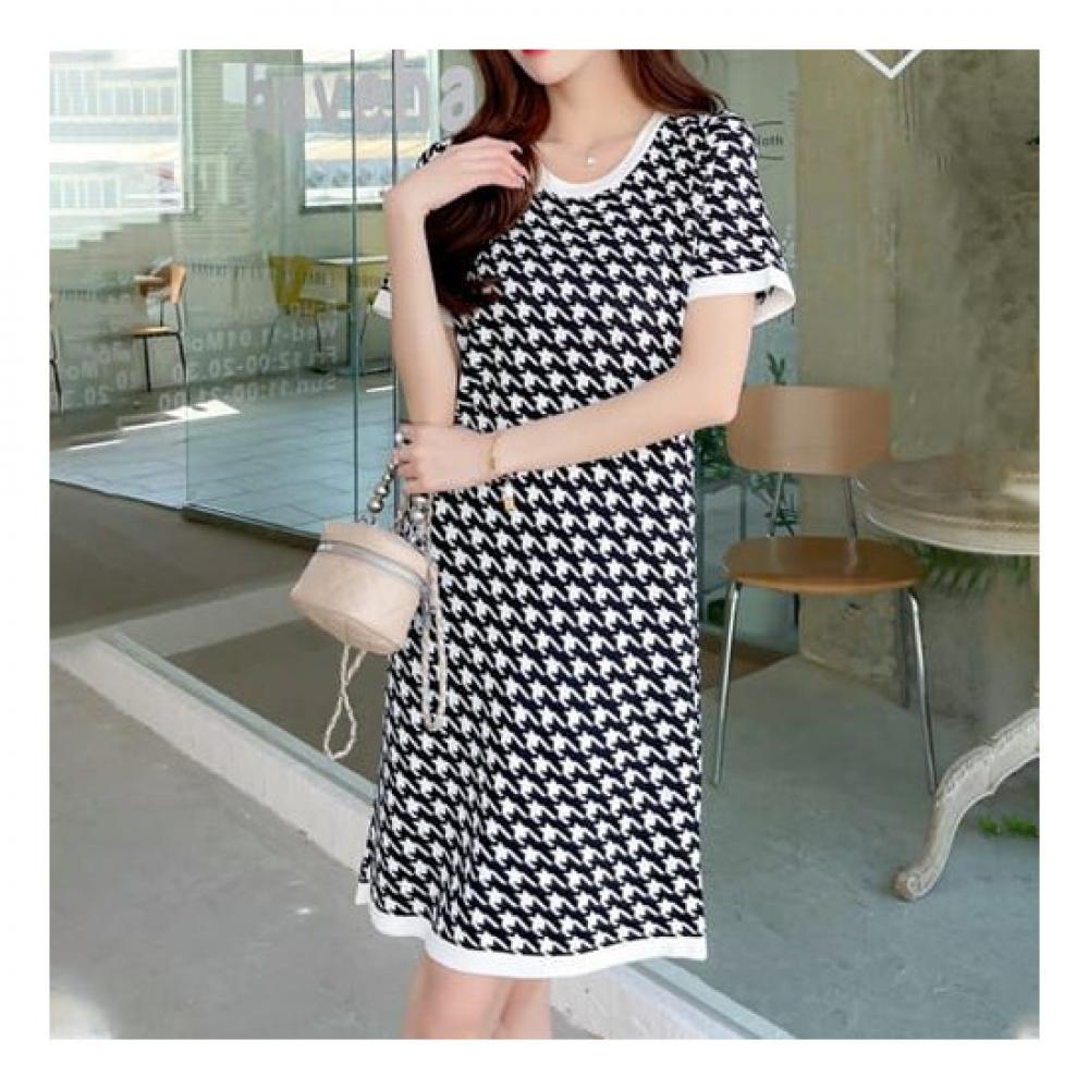 Navava Women Daily Short Sleeve Knit Dress No313