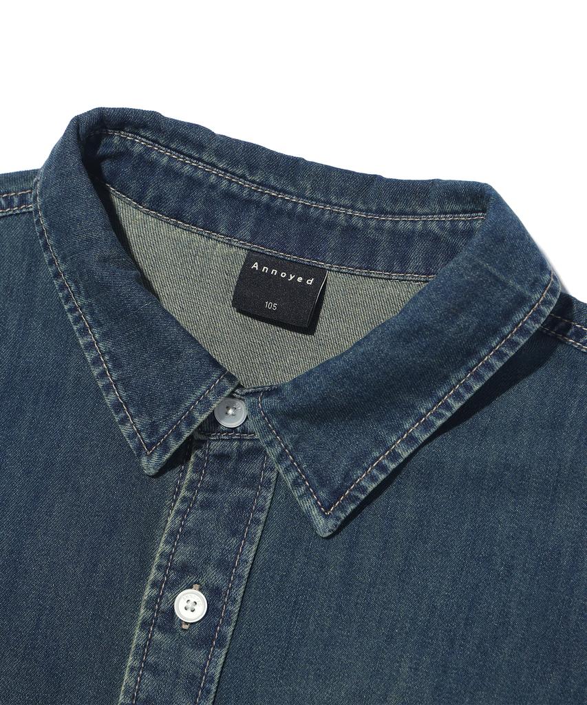 Eonoideu One Pocket Washed Denim Short Sleeve Shirt Lq2Yu347_Dark Indigo