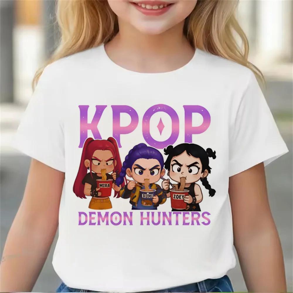 KPop Dämonenjäger Tiger Girls Boys T-Shirt K-Pop Dämonenjäger Kinderbekleidung T-Shirts Niedliches Cartoon-Print T-Shirt Tops